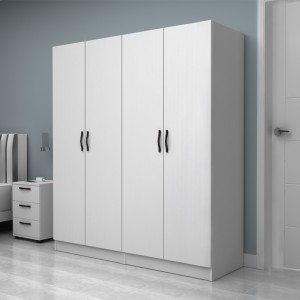 Ντουλάπα ρούχων Vivian τετράφυλλη χρώμα λευκό 160x51,8x181εκ.