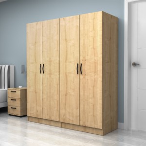 Ντουλάπα ρούχων Vivian τετράφυλλη χρώμα φυσικό οξιάς 160x51,8x181εκ.