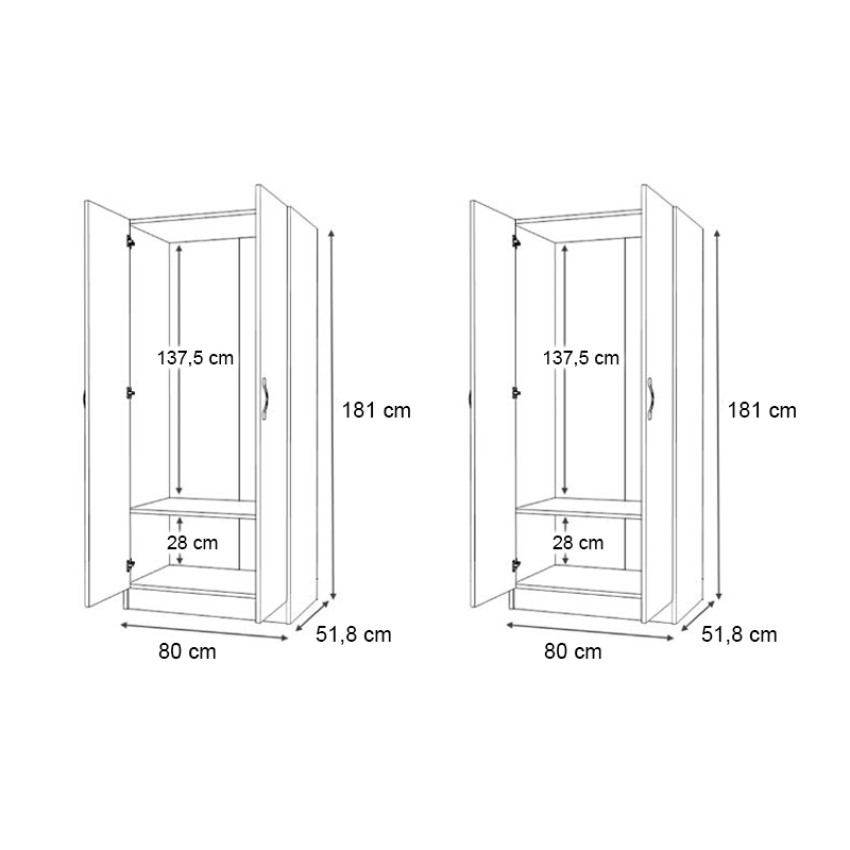 Ντουλάπα ρούχων Vivian τετράφυλλη χρώμα φυσικό οξιάς 160x51,8x181εκ.