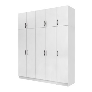 Ντουλάπα ρούχων Vivian πεντάφυλλη με πατάρι χρώμα λευκό 200x51,8x240εκ.