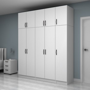 Ντουλάπα ρούχων Vivian πεντάφυλλη με πατάρι χρώμα λευκό 200x51,8x240εκ.