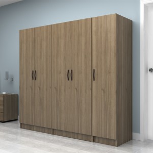 Ντουλάπα ρούχων Vivian πεντάφυλλη χρώμα καρυδί 200x51,8x181εκ.