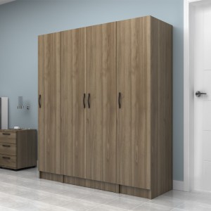 Ντουλάπα ρούχων Vivian τετράφυλλη χρώμα καρυδί 160x51,8x181εκ.