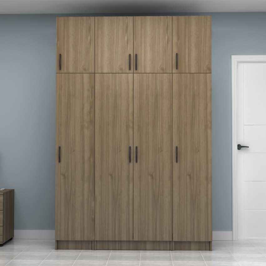 Ντουλάπα ρούχων Vivian τετράφυλλη με πατάρι χρώμα καρυδί 160x51,8x240εκ.