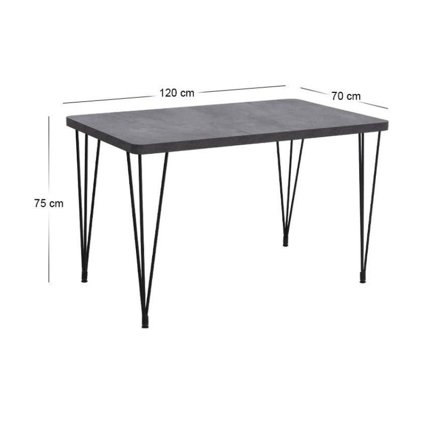 Σετ τραπεζαρία 5τμχ Roger - Kevin Mdf - ύφασμα χρώμα σκούρο γκρι σκυροδέματος - γκρι 120x70x75εκ.