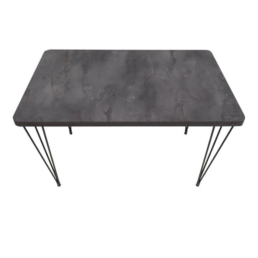 Σετ τραπεζαρία 5τμχ Roger - Christy Mdf - ύφασμα χρώμα σκούρο γκρι σκυροδέματος - ανοιχτό μπεζ 120x70x75εκ.