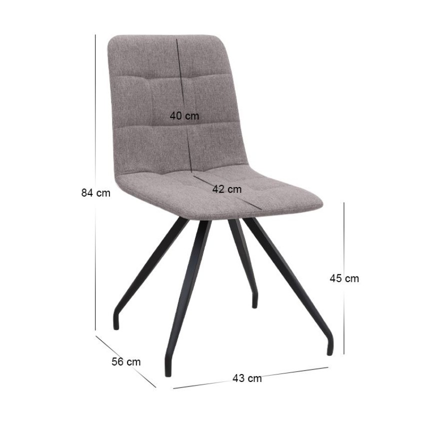 Σετ τραπεζαρία 5τμχ Roger - Bianca Mdf - ύφασμα χρώμα σκούρο γκρι σκυροδέματος - ανοιχτό μπεζ 120x70x75εκ.