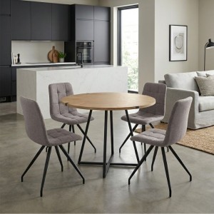 Σετ τραπεζαρία 5τμχ Rubes - Bianca χρώμα φυσικό οξιάς - ανοιχτό μπεζ Ø100x78εκ.