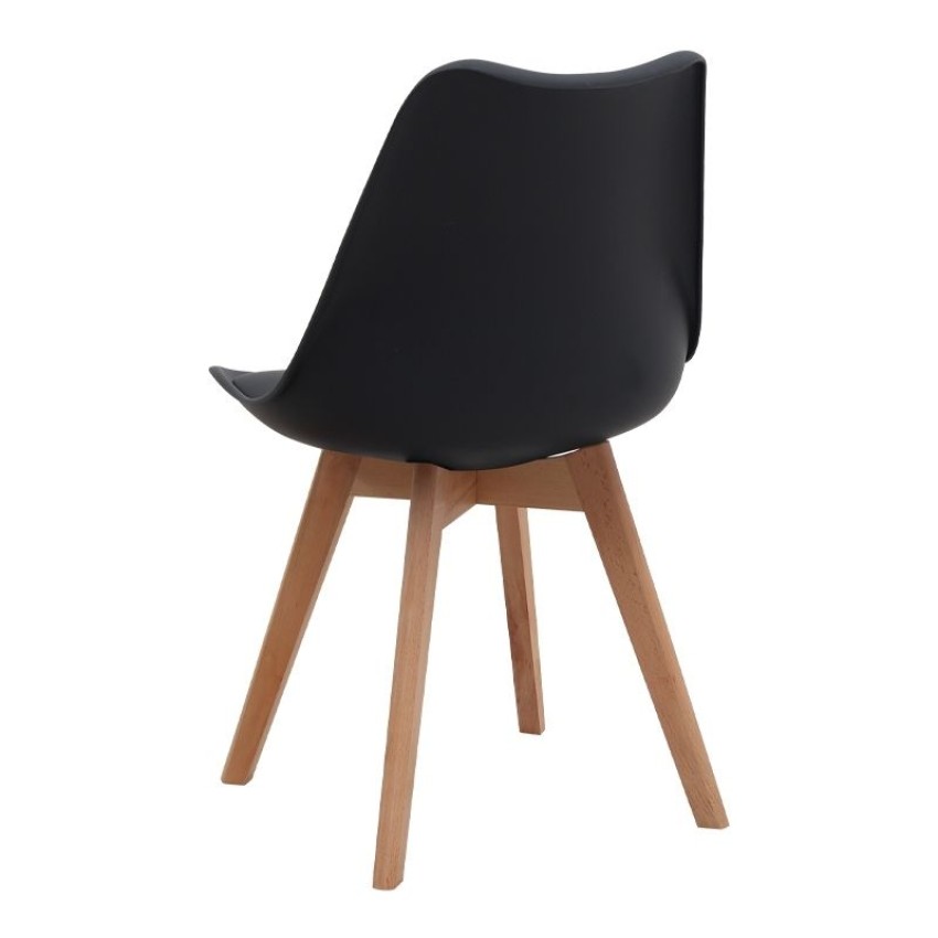 Σετ τραπεζαρία 5τμχ Bohema - Viva χρώμα ivory/sepet oak - μαύρο/φυσικό πόδι Ø90x77,7εκ.