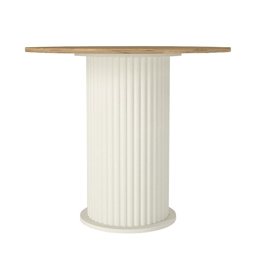 Σετ τραπεζαρία 5τμχ Bohema - Viva χρώμα ivory/sepet oak - γκρι Ø90x77,7εκ.