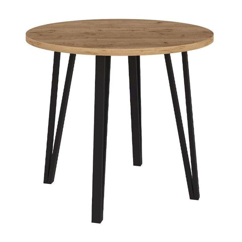 Σετ τραπεζαρία 5τμχ Xana - Nova χρώμα sepet oak - λευκό Ø90x77,7εκ.