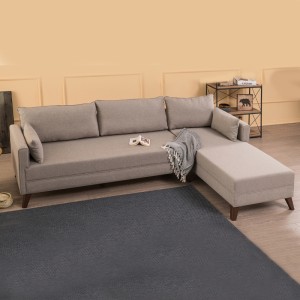 Γωνιακός καναπές Bella δεξιά γωνία υφασμάτινος χρώμα κρεμ 275x165x85εκ.