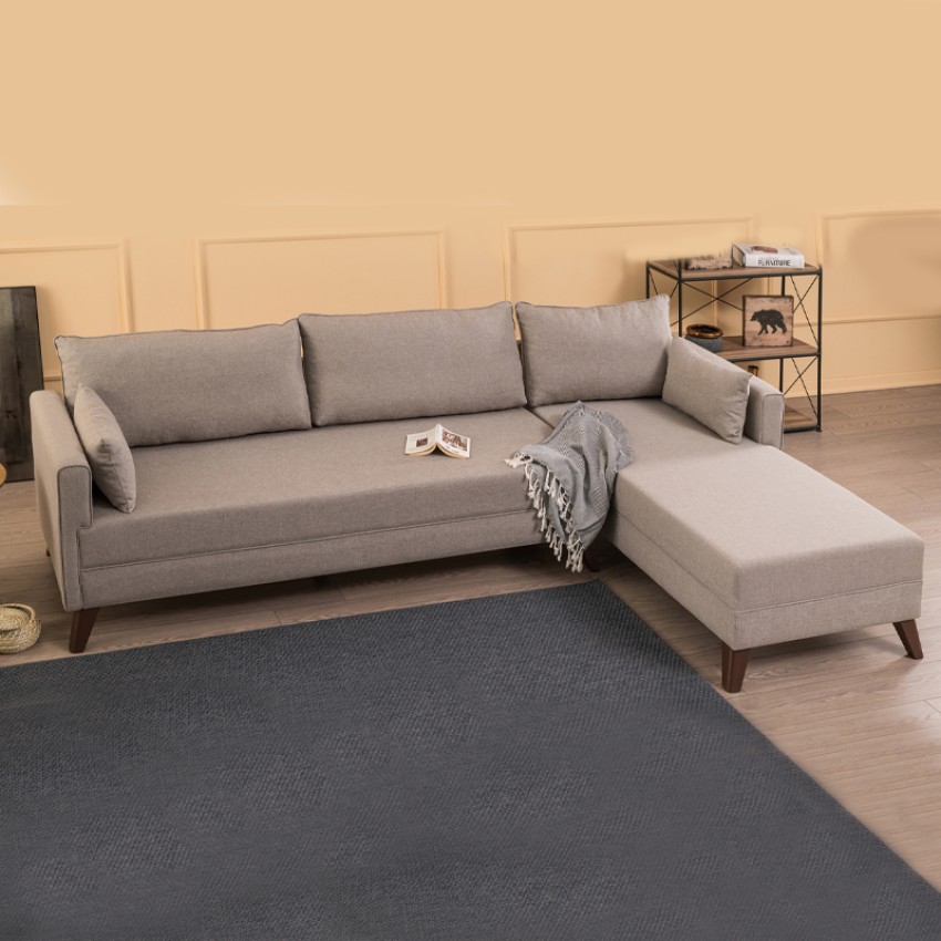 Γωνιακός καναπές Bella δεξιά γωνία υφασμάτινος χρώμα κρεμ 275x165x85εκ.