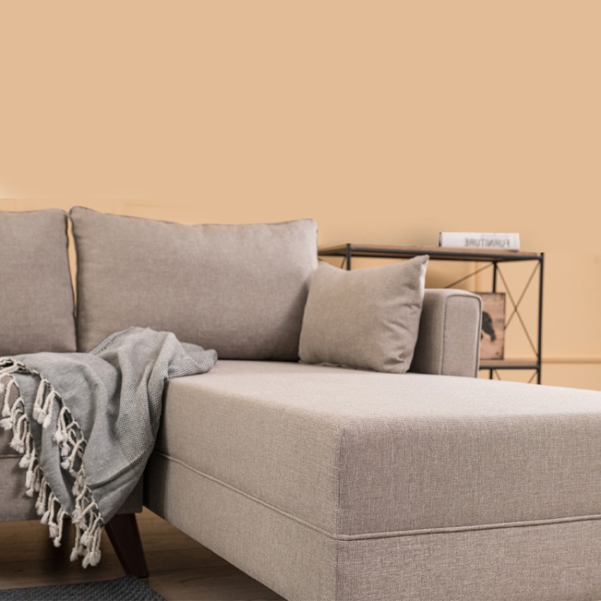 Γωνιακός καναπές Bella δεξιά γωνία υφασμάτινος χρώμα κρεμ 275x165x85εκ.