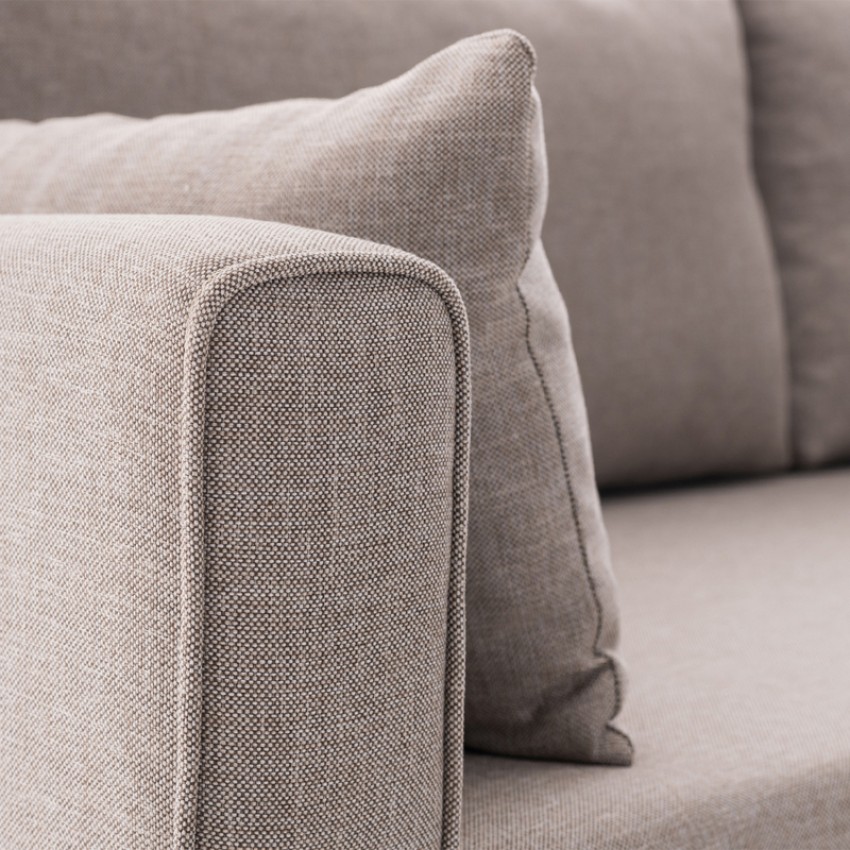 Γωνιακός καναπές Bella δεξιά γωνία υφασμάτινος χρώμα κρεμ 275x165x85εκ.