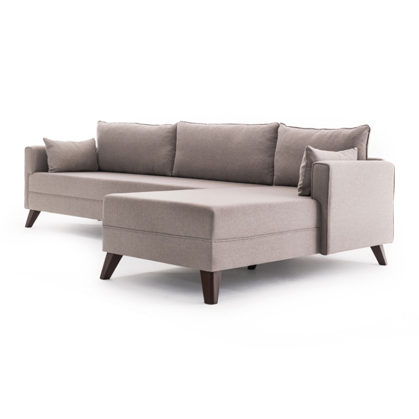 Γωνιακός καναπές Bella δεξιά γωνία υφασμάτινος χρώμα κρεμ 275x165x85εκ.