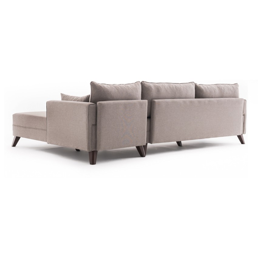 Γωνιακός καναπές Bella δεξιά γωνία υφασμάτινος χρώμα κρεμ 275x165x85εκ.