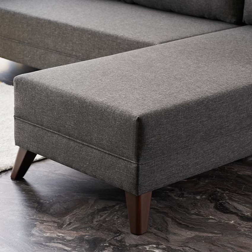 Γωνιακός καναπές Bella δεξιά γωνία υφασμάτινος χρώμα ανθρακί 275x165x85εκ.