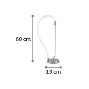 Επιτραπέζιο φωτιστικό LED 18W 3000K από χρώμιο μέταλλο και σωλήνα σιλικόνης D:60cm (3011-CH)