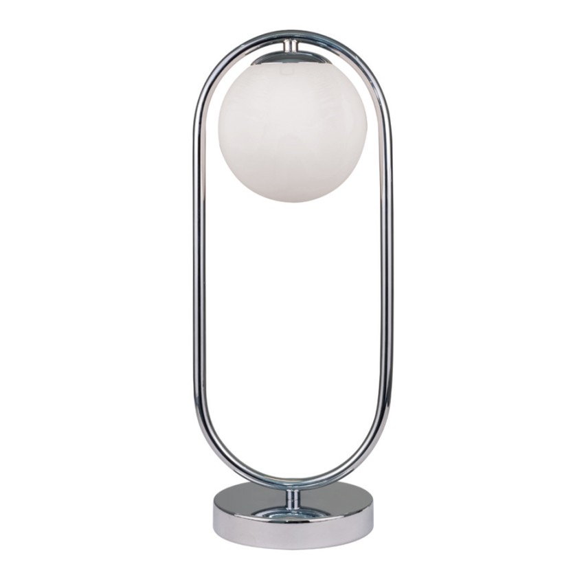 Επιτραπέζιο φωτιστικό σε χρώμιο απόχρωση και λευκή οπαλίνα 1XG9 D:40cm (3017-CH)