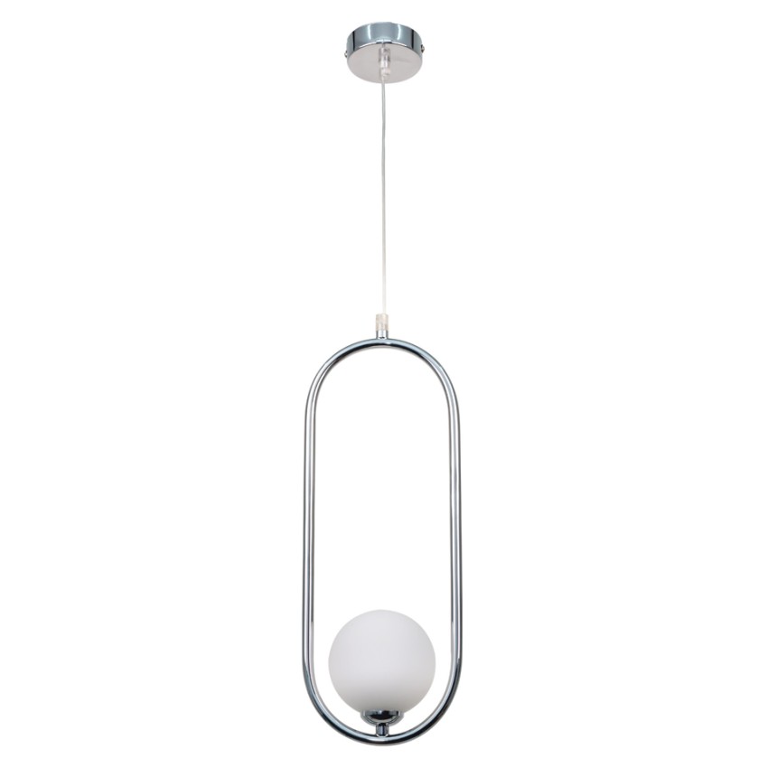 Κρεμαστό φωτιστικό σε χρώμιο απόχρωση και λευκή οπαλίνα 1XG9 D:40cm (4022-CH)