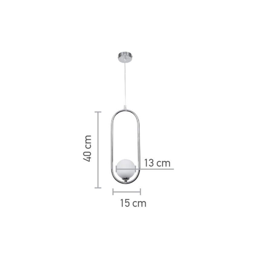 Κρεμαστό φωτιστικό σε χρώμιο απόχρωση και λευκή οπαλίνα 1XG9 D:40cm (4022-CH)