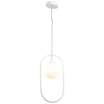 Κρεμαστό φωτιστικό σε λευκή απόχρωση και λευκή οπαλίνα 1XG9 D:40cm (4050-WH)