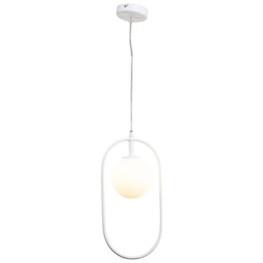 Κρεμαστό φωτιστικό σε λευκή απόχρωση και λευκή οπαλίνα 1XG9 D:40cm (4050-WH)