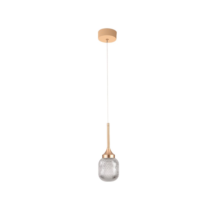 Inlight Κρεμαστό φωτιστικό LED 10W από χρυσαφί μέταλλο και ακρυλικό D:10x200cm (4077-1)