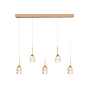 Inlight Κρεμαστό φωτιστικό LED 5*10W από χρυσαφί μέταλλο και ακρυλικό D:60x200cm (4077R-5-Golden)