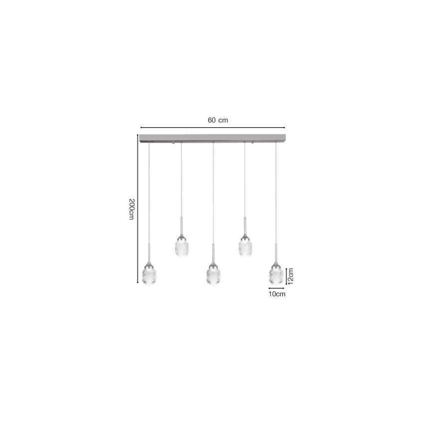 Inlight Κρεμαστό φωτιστικό LED 5*10W από χρυσαφί μέταλλο και ακρυλικό D:60x200cm (4077R-5-Golden)