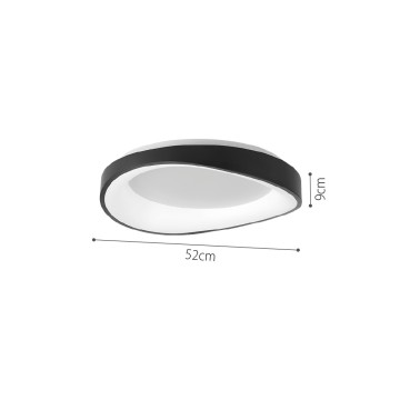 Πλαφονιέρα οροφής LED 72W 3CCT (by tuya) από μαύρο μέταλλο και λευκό ακρυλικό D:52cm (42033-Black)