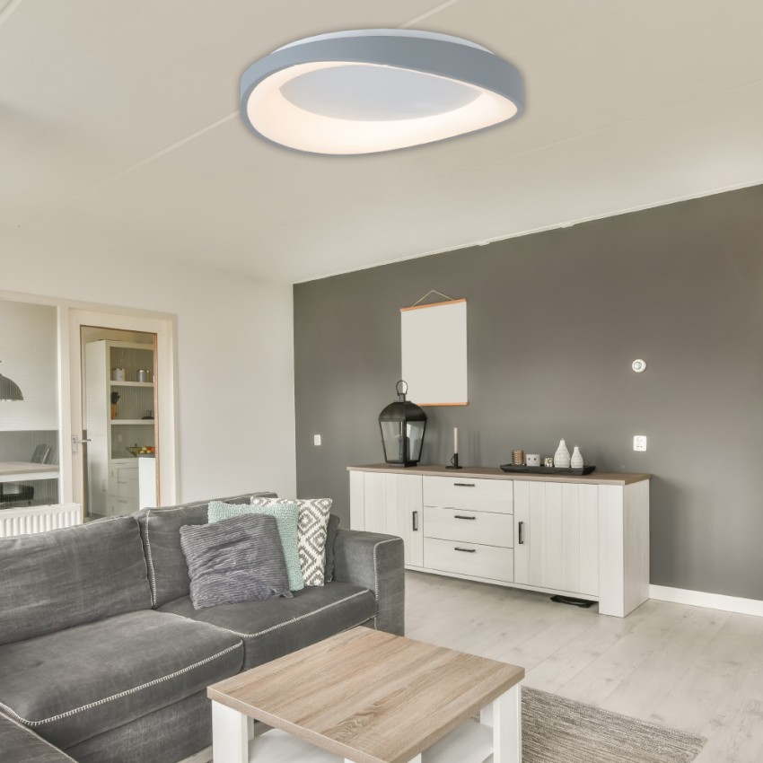 Πλαφονιέρα οροφής LED 72W 3CCT (by tuya) από μαύρο μέταλλο και λευκό ακρυλικό D:52cm (42033-Black)