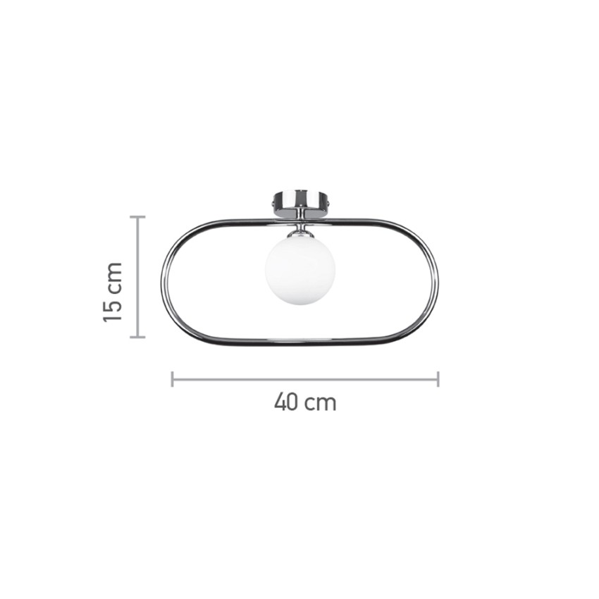Επιτοίχιο φωτιστικό σε χρώμιο απόχρωση και λευκή οπαλίνα 1XG9 D:40cm (43031-CH)