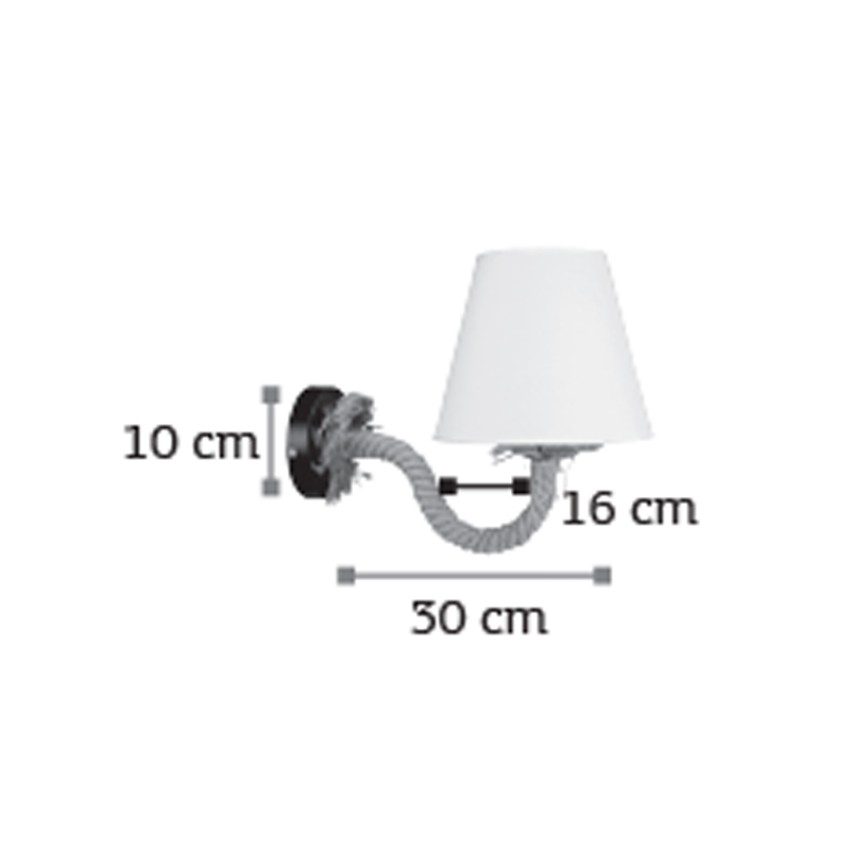 Επιτοίχιο φωτιστικό από σχοινί και υφασμάτινο καπέλο 1XE27 D:30cm (43368-BL)