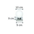 Επιτοίχιο φωτιστικό από χρώμιο μέταλλο και λευκή οπαλίνα 1XG9 D:9cm (43420-1)