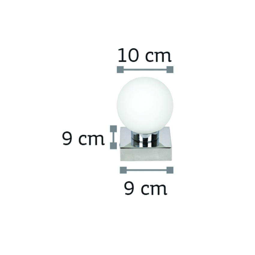 Επιτοίχιο φωτιστικό από χρώμιο μέταλλο και λευκή οπαλίνα 1XG9 D:9cm (43420-1)