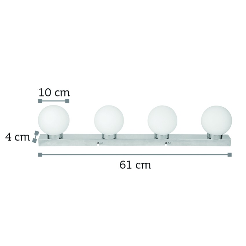 Επιτοίχιο φωτιστικό από χρώμιο μέταλλο και λευκή οπαλίνα 4XG9 D:61cm (43420-4)