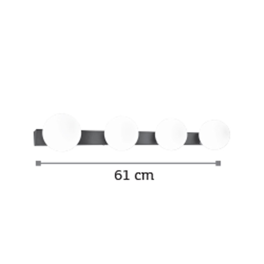 Επιτοίχιο φωτιστικό από μαύρο μέταλλο και λευκή οπαλίνα 4XG9 D:61cm (43422-4)