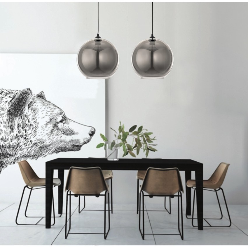 Κρεμαστό φωτιστικό από φιμέ γυαλί 1XE27 D:25cm (4355-Β) Κρεμαστό φωτιστικό από φιμέ γυαλί 1XE27 D:25cm (4355-Β)