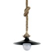 Κρεμαστό φωτιστικό από καφέ σχοινί και μαύρο μέταλλο 1XE27 D:36cm (4382-BL)