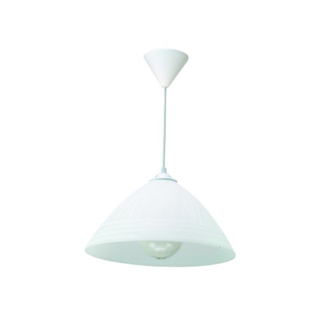 Κρεμαστό φωτιστικό από λευκό γυαλί 1XE27 D:30cm (4409-Β-Λευκό)