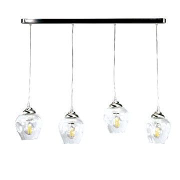 Κρεμαστό φωτιστικό από νίκελ ματ μέταλλο και διάφανο γυαλί 4XE27 D:80cm (4474-4-NM ΡΑΓΑ)