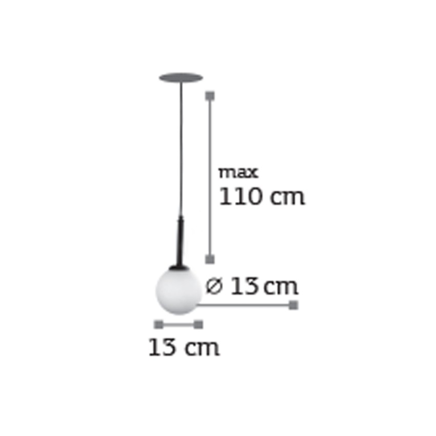 Κρεμαστό φωτιστικό από μαύρο μέταλλο και λευκή οπαλίνα 1XG9 D:13cm (4514-1)