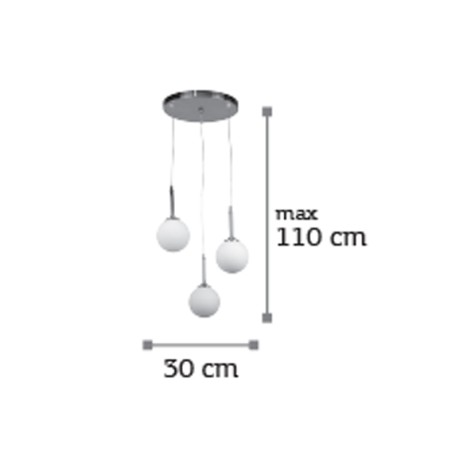 Κρεμαστό φωτιστικό από μαύρο μέταλλο και λευκή οπαλίνα 3XG9 D:30cm (4514-3 ΡΟΖΕΤΑ)