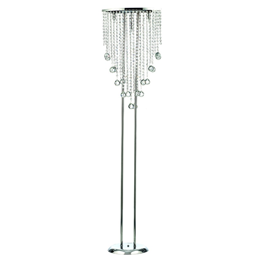 Επιδαπέδιο Φωτιστικό Χρωμίου με Διάφανα Κρύσταλλα & 3 Φώτα G9 – 170cm