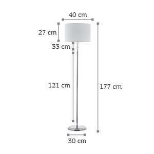 Επιδαπέδιο φωτιστικό από χρυσό μέταλλο κρύσταλλο και υφασμάτινο καπέλο 1XE27 D:177cm (45360-Χρυσό)