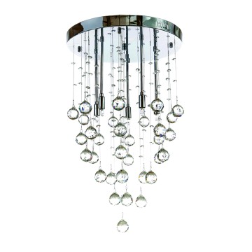 Φωτιστικό οροφής από χρώμιο μέταλλο και διάφανα κρύσταλλα 8XG9 D:50cm x 70 cm  Φωτιστικό οροφής από χρώμιο μέταλλο και διάφανα κρύσταλλα 8XG9 D:50cm x 70 cm