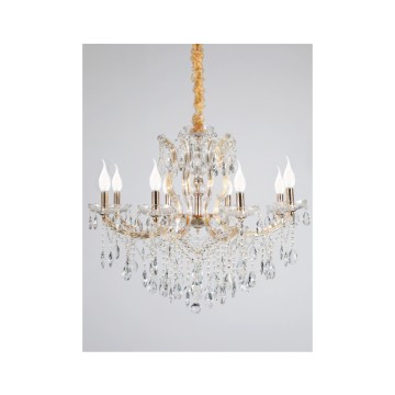 Inlight Κρεμαστό φωτιστικό από χρυσό μέταλλο γυαλί και κρύσταλλα 8XE14 D:80cm (5244-8-Χρυσό)
