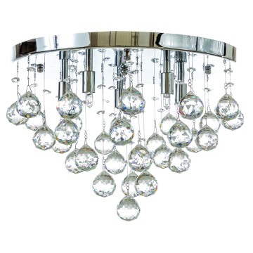 Φωτιστικό Οροφής Χρώμιο με Διάφανα Κρύσταλλα & 4 Λαμπτήρες G9 - 30cm